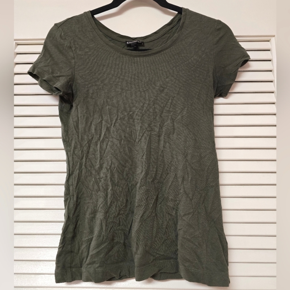 Express - Olive Green Casual Short-Sleeve Top